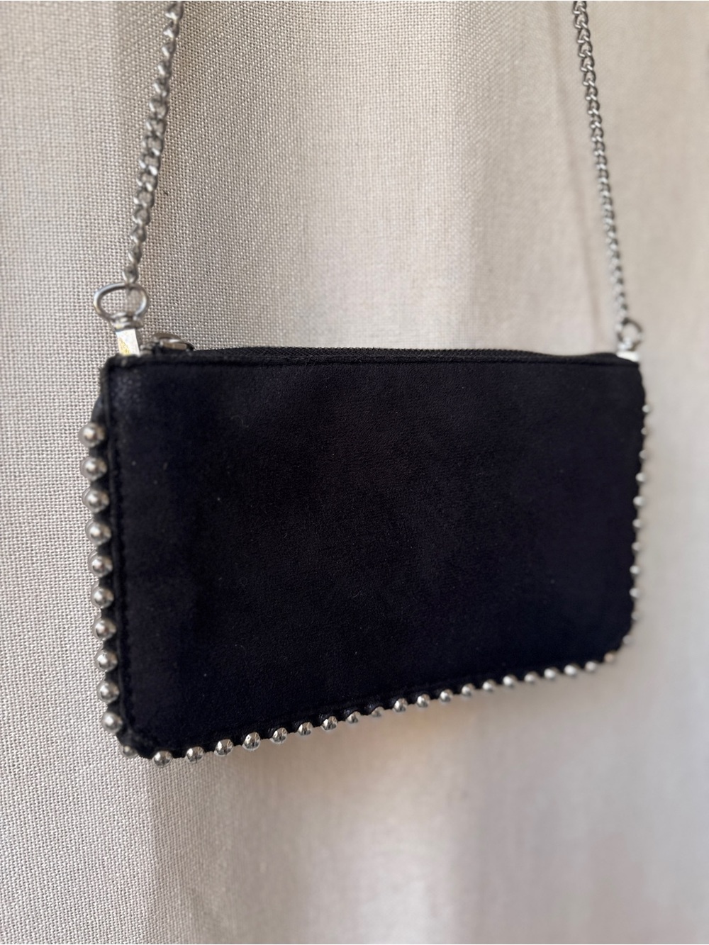 Zara Black Suede Mini Crossbody with Silver Studs